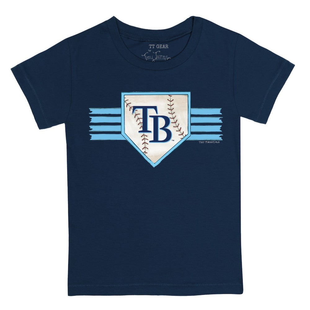 Tampa Bay Rays Tiny Turnip Youth Base Stripe T-Shirt - Navy T-shirts