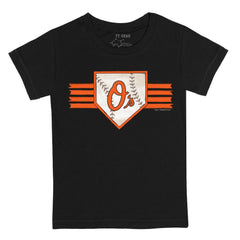 Baltimore Orioles Tiny Turnip Youth Base Stripe T-Shirt - Black T-shirts