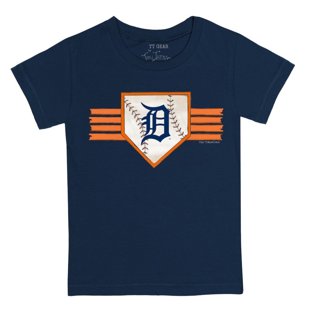 Detroit Tigers Tiny Turnip Youth Base Stripe T-Shirt - Navy T-shirts