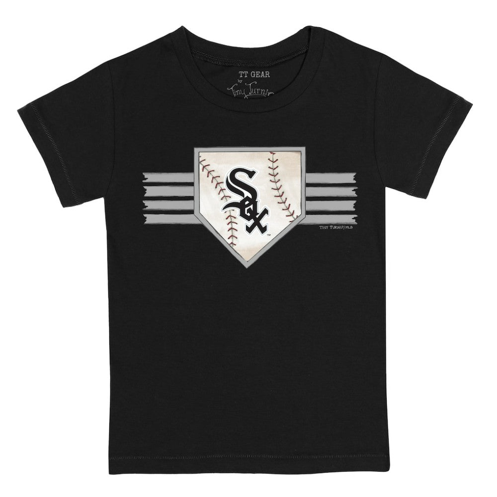 Chicago White Sox Tiny Turnip Youth Base Stripe T-Shirt - Black T-shirts