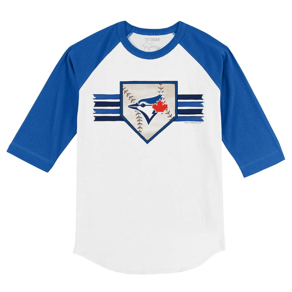 Toronto Blue Jays Tiny Turnip Youth Base Stripe 3/4-Sleeve Raglan T-Shirt - White/Royal T-shirts