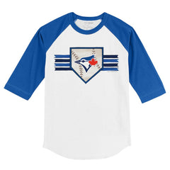 Toronto Blue Jays Tiny Turnip Youth Base Stripe 3/4-Sleeve Raglan T-Shirt - White/Royal T-shirts