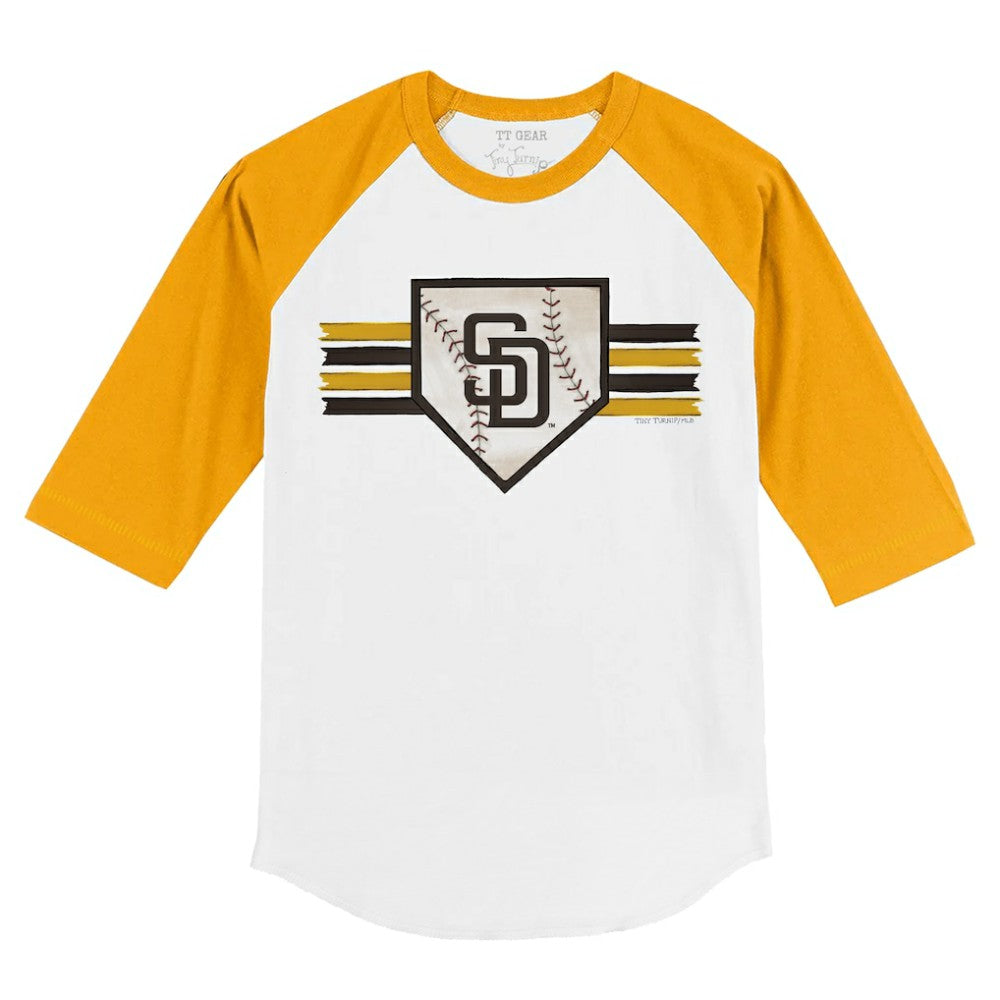 San Diego Padres Tiny Turnip Youth Base Stripe 3/4-Sleeve Raglan T-Shirt - White/Gold T-shirts