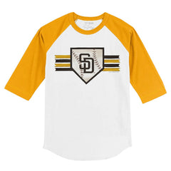 San Diego Padres Tiny Turnip Youth Base Stripe 3/4-Sleeve Raglan T-Shirt - White/Gold T-shirts