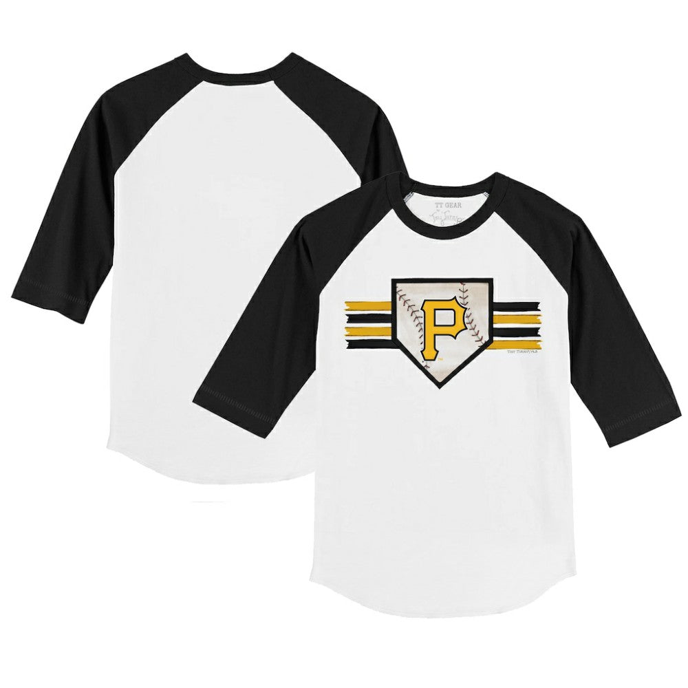 Pittsburgh Pirates Tiny Turnip Youth Base Stripe 3/4-Sleeve Raglan T-Shirt - White/Black T-shirts