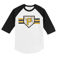 Pittsburgh Pirates Tiny Turnip Youth Base Stripe 3/4-Sleeve Raglan T-Shirt - White/Black T-shirts