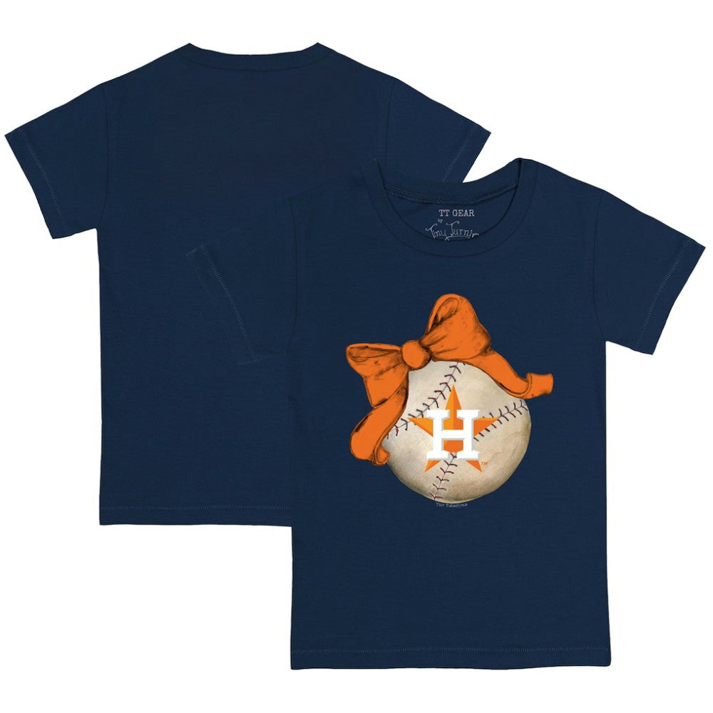 Houston Astros Tiny Turnip Youth Baseball Bow T-Shirt - Navy T-shirts