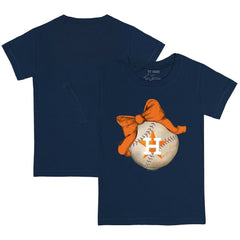 Houston Astros Tiny Turnip Youth Baseball Bow T-Shirt - Navy T-shirts