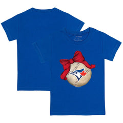 Toronto Blue Jays Tiny Turnip Youth Baseball Bow T-Shirt - Royal T-shirts