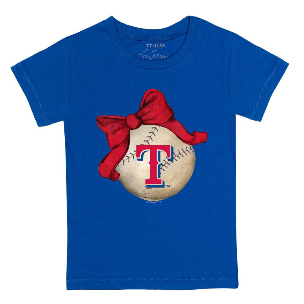 Texas Rangers Tiny Turnip Youth Baseball Bow T-Shirt - Royal T-shirts