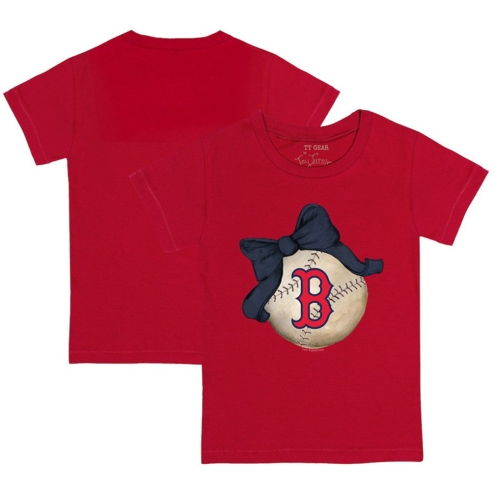 Boston Red Sox Tiny Turnip Youth Baseball Bow T-Shirt - Red T-shirts