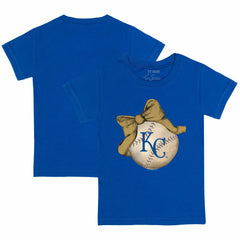 Kansas City Royals Tiny Turnip Youth Baseball Bow T-Shirt - Royal T-shirts