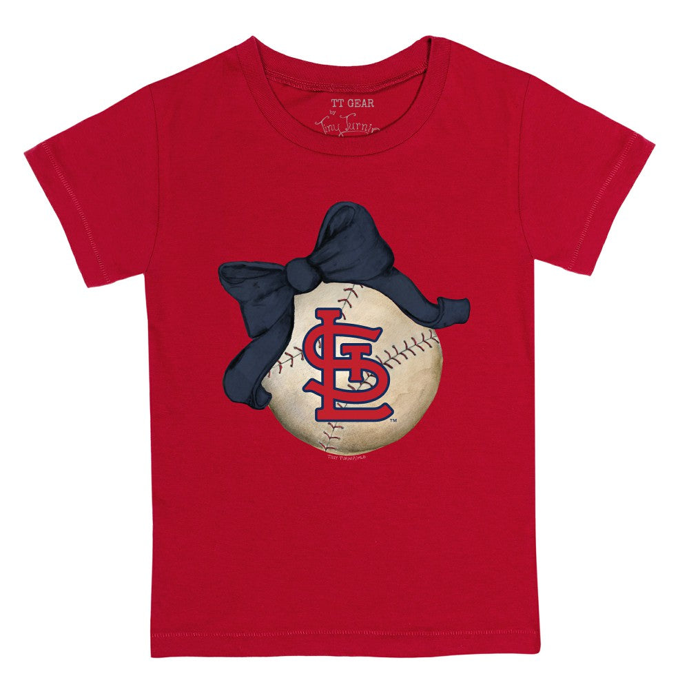 St. Louis Cardinals Tiny Turnip Youth Baseball Bow T-Shirt - Red T-shirts