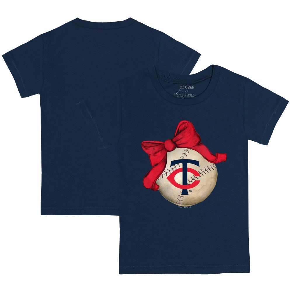 Minnesota Twins Tiny Turnip Youth Baseball Bow T-Shirt - Navy T-shirts