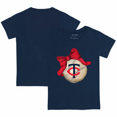 Minnesota Twins Tiny Turnip Youth Baseball Bow T-Shirt - Navy T-shirts