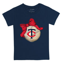 Minnesota Twins Tiny Turnip Youth Baseball Bow T-Shirt - Navy T-shirts