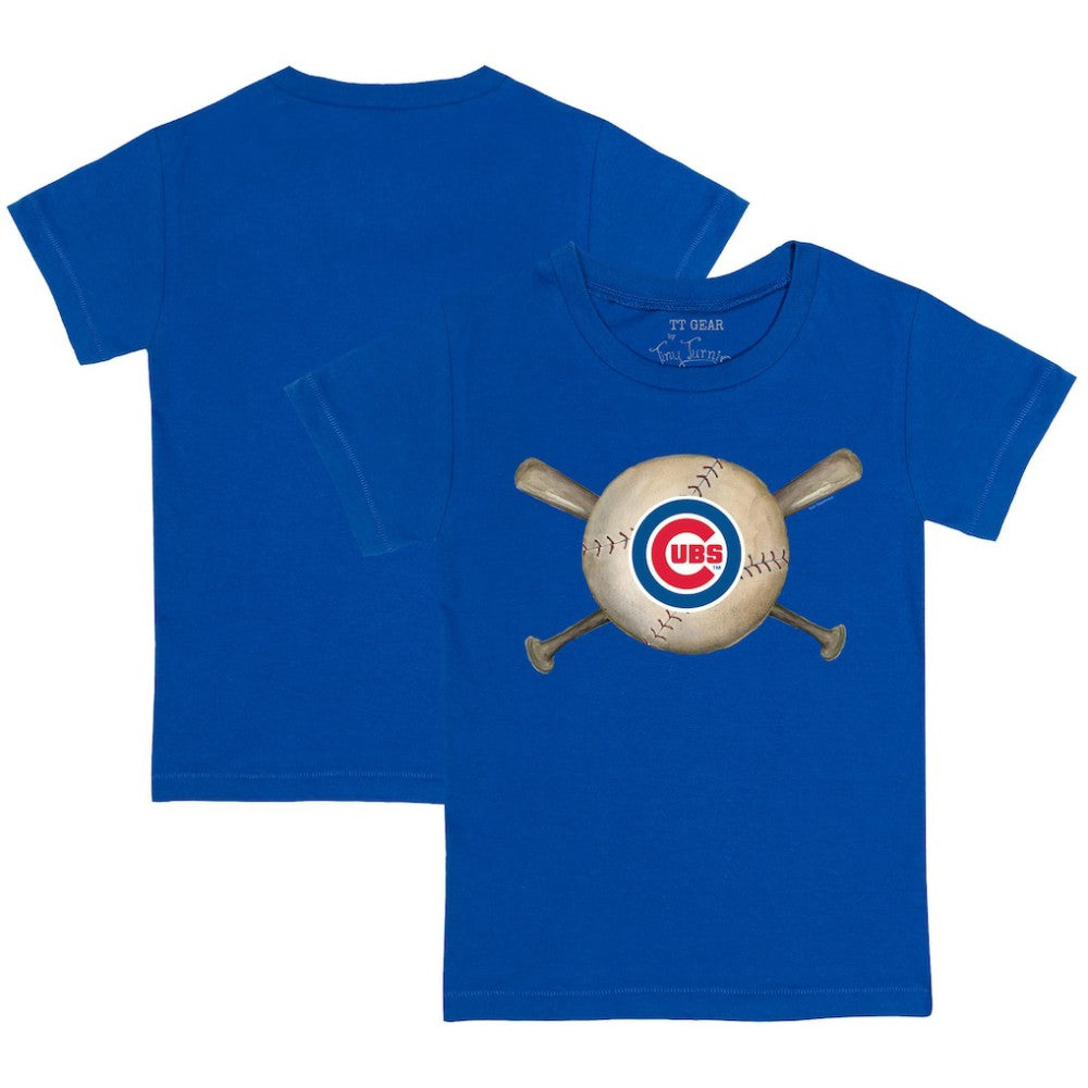 Chicago Cubs Tiny Turnip Youth Baseball Cross Bats T-Shirt - Royal T-shirts
