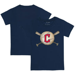 Cleveland Guardians Tiny Turnip Youth Baseball Cross Bats T-Shirt - Navy T-shirts