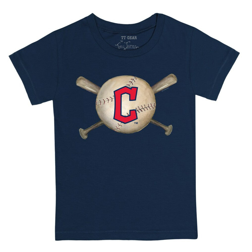 Cleveland Guardians Tiny Turnip Youth Baseball Cross Bats T-Shirt - Navy T-shirts