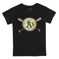 Athletics Tiny Turnip Youth Baseball Cross Bats T-Shirt - Black T-shirts