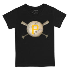 Pittsburgh Pirates Tiny Turnip Youth Baseball Cross Bats T-Shirt - Black T-shirts