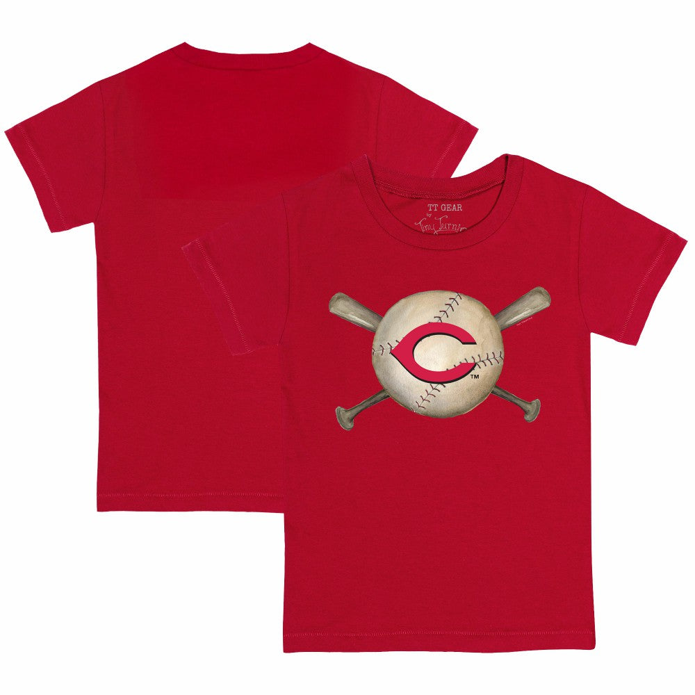 Cincinnati Reds Tiny Turnip Youth Baseball Cross Bats T-Shirt - Red T-shirts