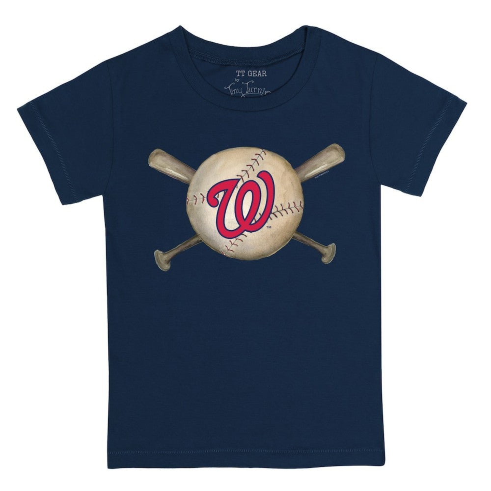 Washington Nationals Tiny Turnip Youth Baseball Cross Bats T-Shirt - Navy T-shirts
