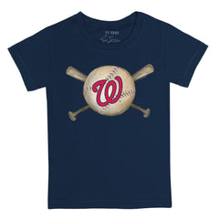 Washington Nationals Tiny Turnip Youth Baseball Cross Bats T-Shirt - Navy T-shirts