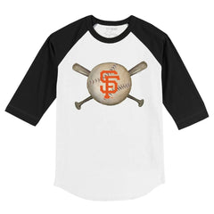 San Francisco Giants Tiny Turnip Youth Baseball Cross Bats 3/4-Sleeve Raglan T-Shirt - White/Black T-shirts