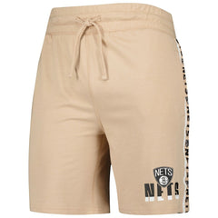 Brooklyn Nets Concepts Sport Team Stripe Shorts Tan