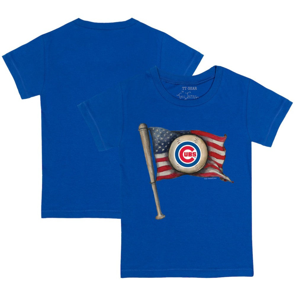 Chicago Cubs Tiny Turnip Youth Baseball Flag T-Shirt - Royal T-shirts