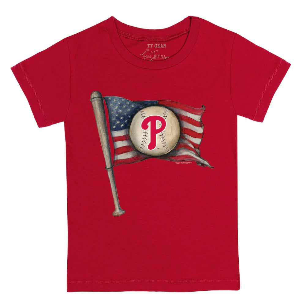 Philadelphia Phillies Tiny Turnip Youth Baseball Flag T-Shirt - Red T-shirts