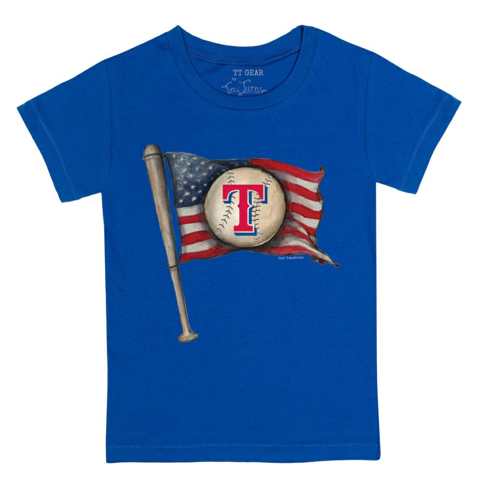 Texas Rangers Tiny Turnip Youth Baseball Flag T-Shirt - Royal T-shirts