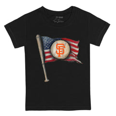 San Francisco Giants Tiny Turnip Youth Baseball Flag T-Shirt - Black T-shirts