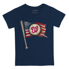 Washington Nationals Tiny Turnip Youth Baseball Flag T-Shirt - Navy T-shirts
