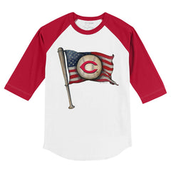 Cincinnati Reds Tiny Turnip Youth Baseball Flag 3/4-Sleeve Raglan T-Shirt - White/Red T-shirts