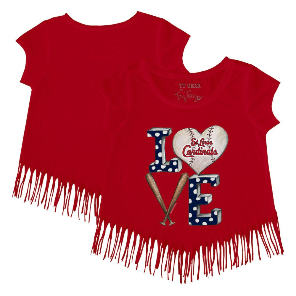 St. Louis Cardinals Tiny Turnip Girls Youth Baseball Love Fringe T-Shirt - Red T-shirts