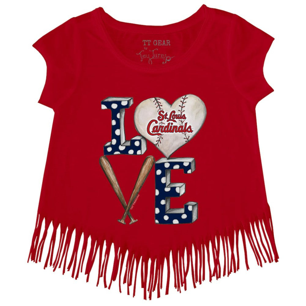 St. Louis Cardinals Tiny Turnip Girls Youth Baseball Love Fringe T-Shirt - Red T-shirts