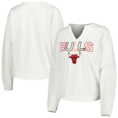 Chicago Bulls Concepts Sport Women's Sunray Notch Neck Long Sleeve Top White