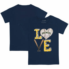 Milwaukee Brewers Tiny Turnip Youth Baseball Love T-Shirt - Navy T-shirts