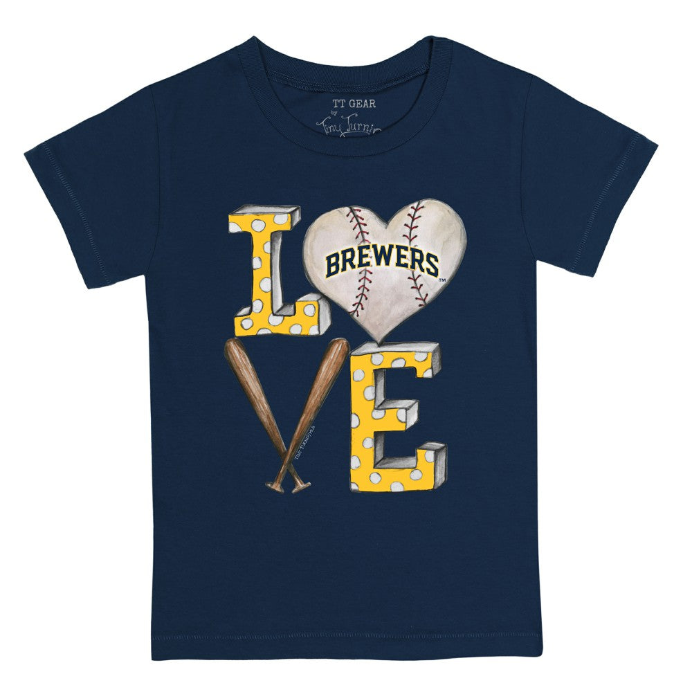 Milwaukee Brewers Tiny Turnip Youth Baseball Love T-Shirt - Navy T-shirts