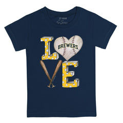 Milwaukee Brewers Tiny Turnip Youth Baseball Love T-Shirt - Navy T-shirts