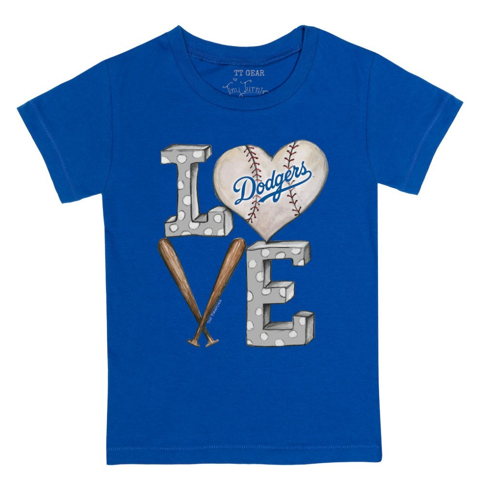 Los Angeles Dodgers Tiny Turnip Youth Baseball Love T-Shirt - Royal T-shirts