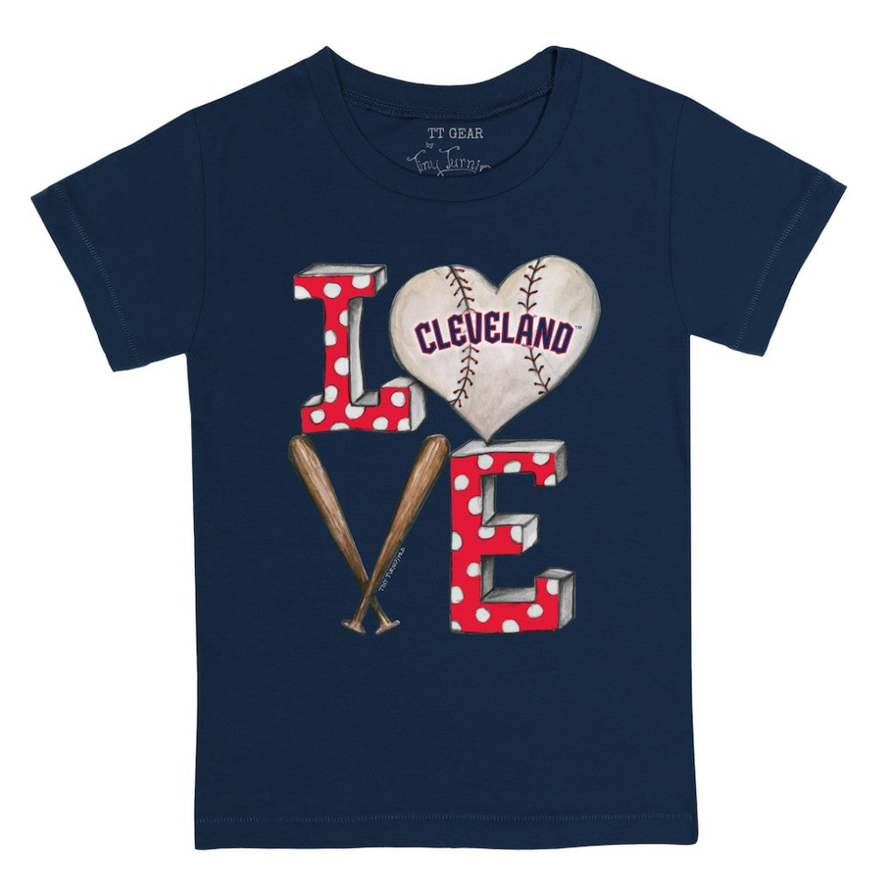 Cleveland Guardians Tiny Turnip Youth Baseball Love T-Shirt - Navy T-shirts
