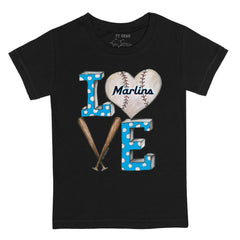 Miami Marlins Tiny Turnip Youth Baseball Love T-Shirt - Black T-shirts