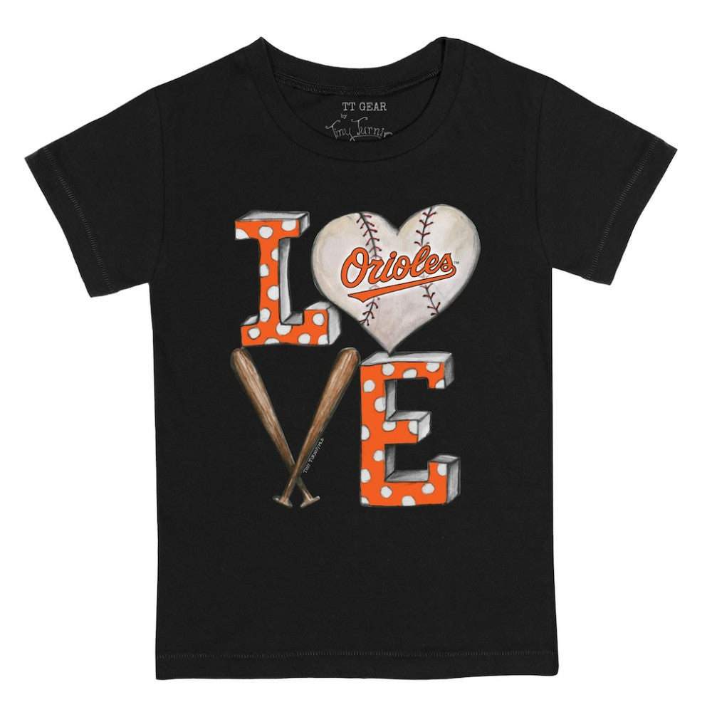 Baltimore Orioles Tiny Turnip Youth Baseball Love T-Shirt - Black T-shirts