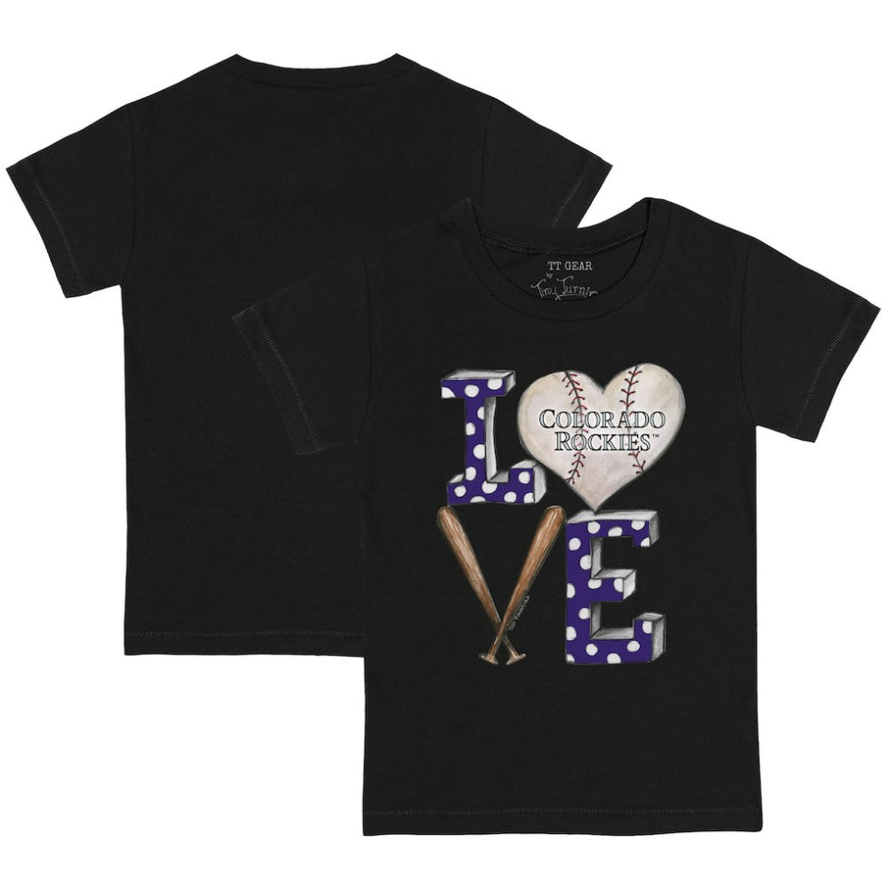 Colorado Rockies Tiny Turnip Youth Baseball Love T-Shirt - Black T-shirts