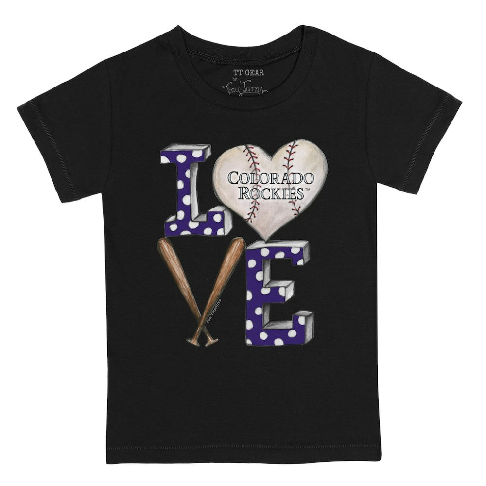 Colorado Rockies Tiny Turnip Youth Baseball Love T-Shirt - Black T-shirts