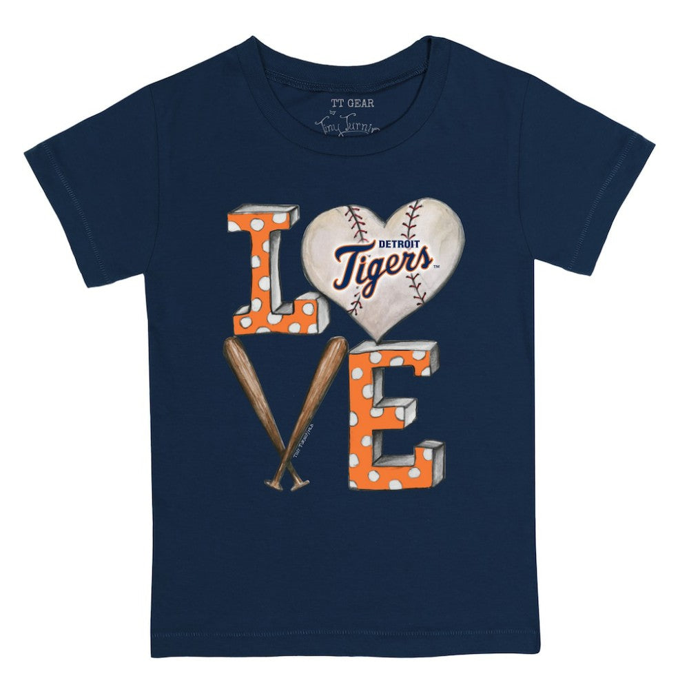 Detroit Tigers Tiny Turnip Youth Baseball Love T-Shirt - Navy T-shirts