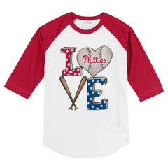 Philadelphia Phillies Tiny Turnip Youth Baseball Love 3/4-Sleeve Raglan T-Shirt - White/Red T-shirts